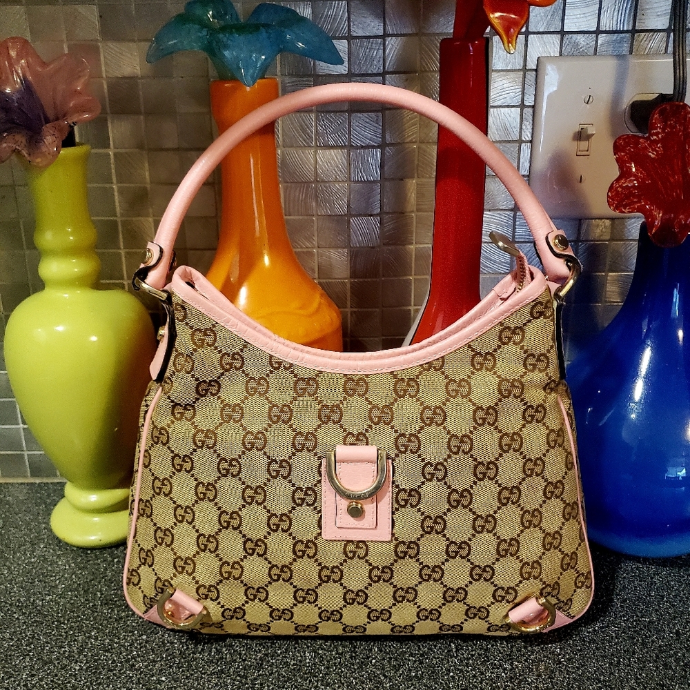 Gucci Momogram Bag Pink Trim